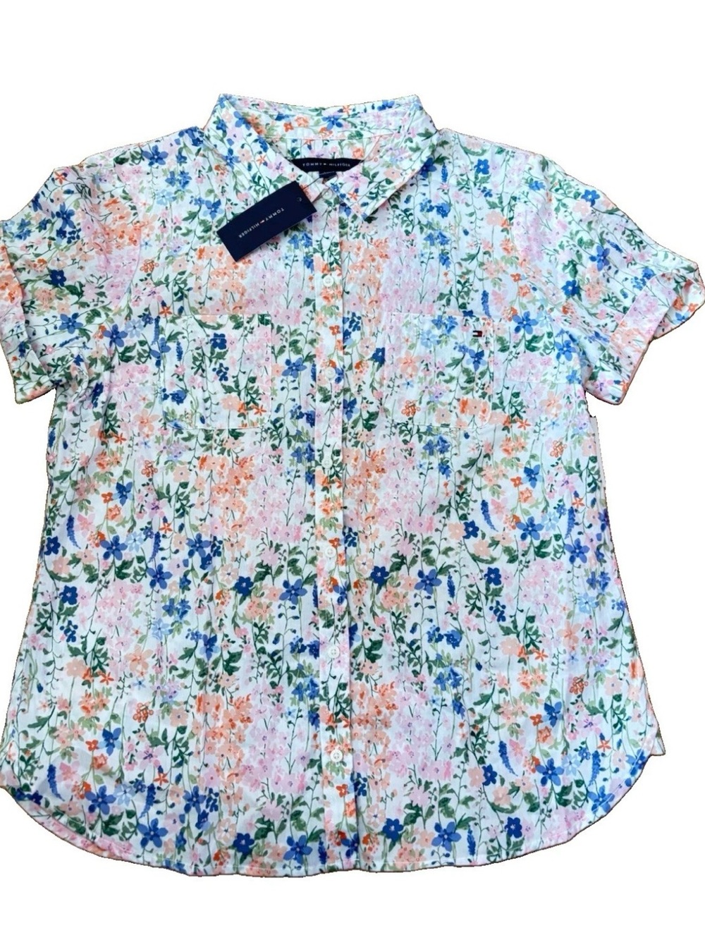 Tommy Hilfiger Floral Short-Sleeve Button-Up Shirt - Large